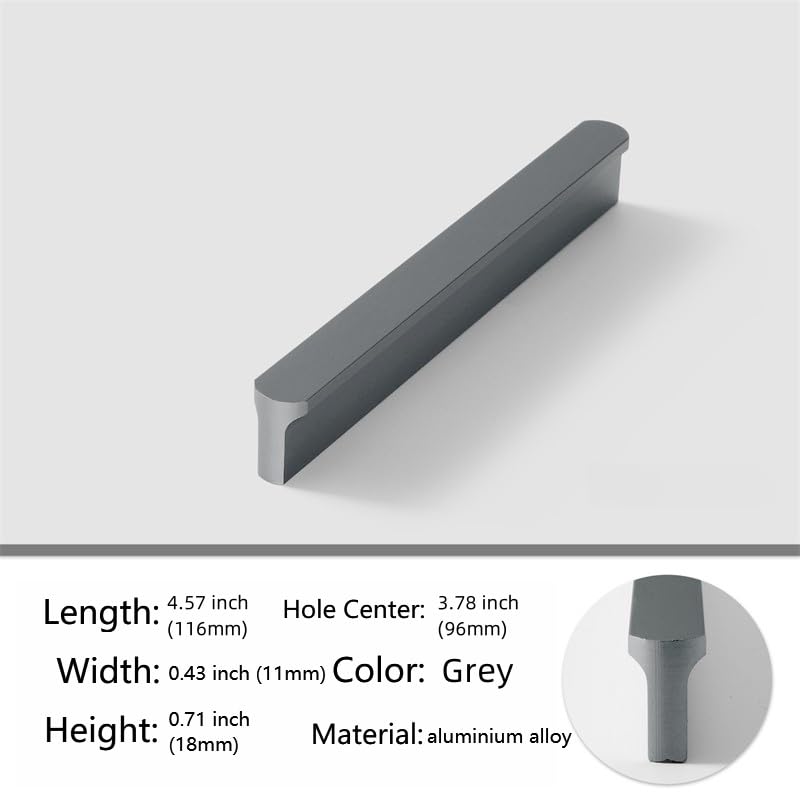 5 Pack Grey Cabinet Pulls - Kitchen Hardware Handles for Dresser Drawers -T Shape Cabinet Hardware (4.57 inch,Grey) - color: Gray, size: 4.57 inch