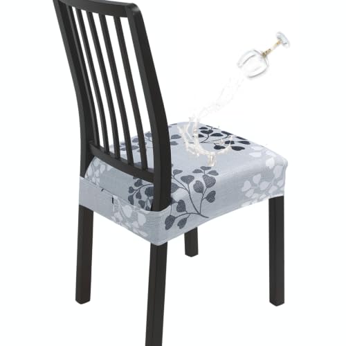 SearchI Water Repellent Dining Chair Seat Covers Set of 4, Grey Flower - color: Grey Flower