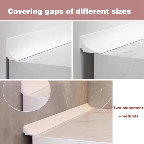 Water Dam Silicone Waterproof Barrier Bathroom and Kitchen Water Strip Coving Edging Strip（White-3.3m） - color: White, size: 0.59in*0.89in*10.8ft