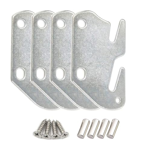 Bitray Wood Bed Plates Rail Hook Plates for Bed Frame Bracket Replacement - style: 4pcs