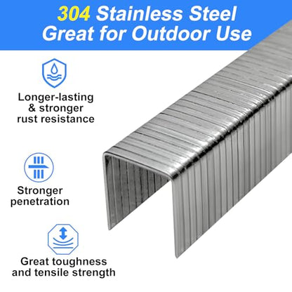 20 Gauge 304 Stainless Steel T/50 Staples, 3/8" Crown, 1/2" Leg - size: 1/2"--1008 pcs
