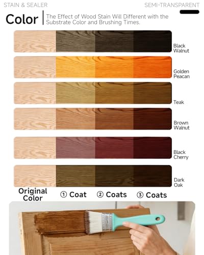 16 Fl Oz Wood Stain and Sealer in One - Black Walnut - color: Black/Walnut, size: 16 Fl Oz