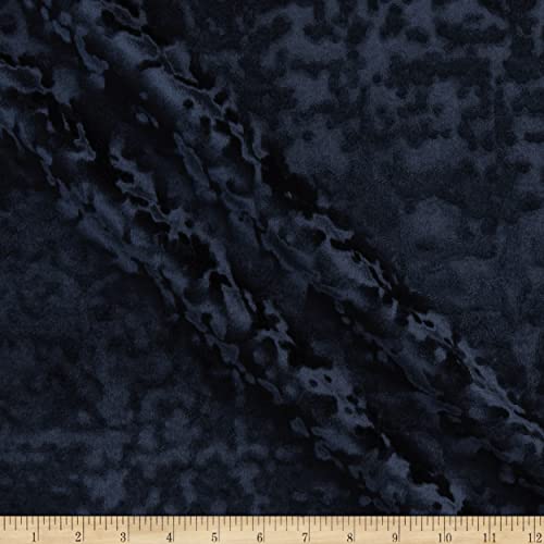 Navy Abstract Crushed Velvet Fabric Cut by The Yard, 118 Inch. in Width, Ideal for Upholstery for Coaches and Chairs, Drapery, Pillows, Slipcovers, Tablecloths, Sewing, DIY, Arts & Crafts Etc - color: Navy, size: Cut by the Yard