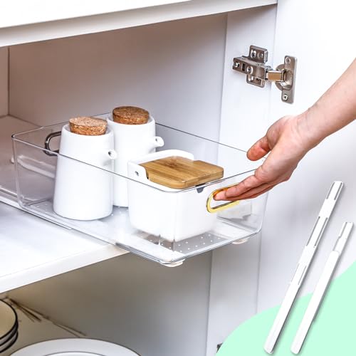 CroBlissful 4 Pcs Adhesive Drawer Slides for Cabinets Office Pull Out Glide