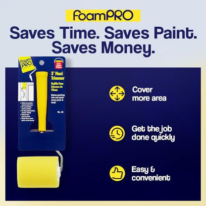 FoamPro 43 Maxi Trimmer Foam Paint Roller | Precision Foam Roller for Home Painting & Home Improvement | Paint Brushes for Walls, Ceilings, Corners, & Edges | 3"