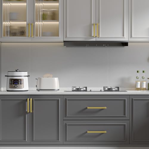 Goldenwarm 25 Pack 8 Inch Gold Cabinet Handles Brushed Gold Cabinet Pulls - color: Gold, size: 8in Hole Centers