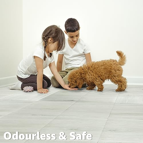 Art3d 30-Pack Peel and Stick Floor Tiles (30 Sq.Ft), White-Washed Oak - color: White-Washed