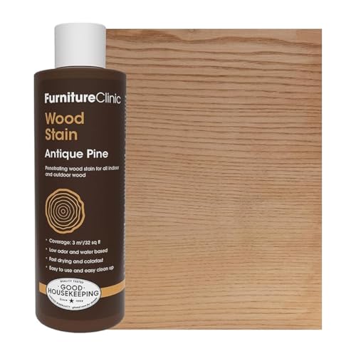 Furniture Clinic Wood Stain | Antique Pine | Water Based | Fast Drying, Low Odor, & Non-Toxic | for Indoor & Outdoor Furniture and More | Multiple Finishes | (8.5oz / 250ml) - color: Antique Pine, size: 250ml / 8.5 Fl Oz