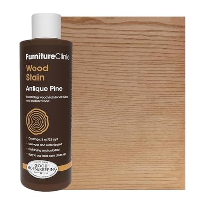 Furniture Clinic Wood Stain, Water-Based & Fast Drying, Antique Pine - color: Antique Pine, size: 250ml / 8.5 Fl Oz