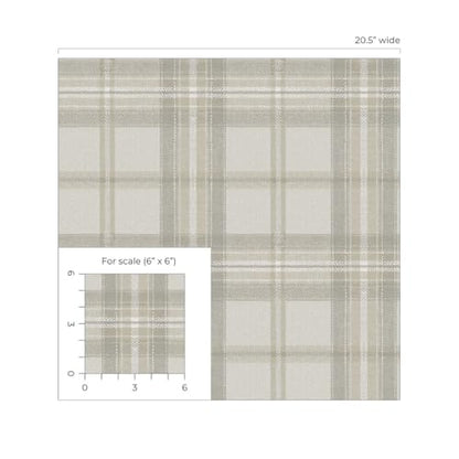 NextWall Harry & Grace Herringbone Plaid Premium Matte Non-Woven Peel and Stick Wallpaper (Frosted Calcutta) - color: Frosted Calcutta