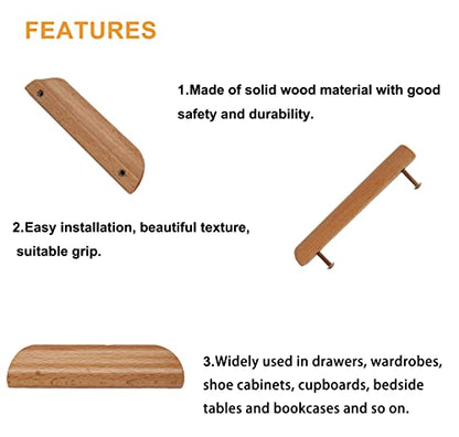 4 Pack 3.75" Cabinet Drawer Wood Pulls Knobs for Cupboard Door