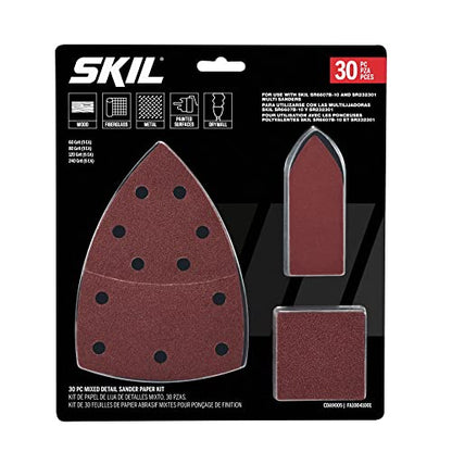 SKIL 30-Piece Mixed 60/80/120/240 Grits Detailed Sand Paper Kit for SKIL Sanders SR232301 & SR6607B-10 - CDA9005 - style: 15-Piece Mixed Sanding Paper