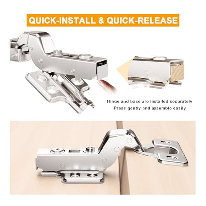 4Pcs Frameless Soft Close Inset Cabinet Hinges 50% Faster Install - color: Inset, size: 2 Pairs