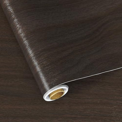 Walnut Contact Paper Textured Peel and Stick Wallpaper for Bedroom - color: Chocolate Brown, size: 15.7" x 354"