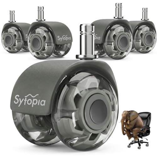 Office Chair Wheels 2" Desk Chair Caster Wheels Smooth Roller Style Quiet for Carpet and Hardwood Floors Universal Fit 11x22 mm Set of 5 Light Grey - color: Light Grey-Roller-2 Inch