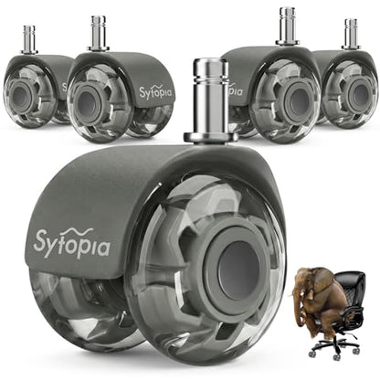 Office Chair Wheels 2" Desk Chair Caster Wheels Smooth Roller Style Quiet for Carpet and Hardwood Floors Universal Fit 11x22 mm Set of 5 Light Grey - color: Light Grey-Roller-2 Inch