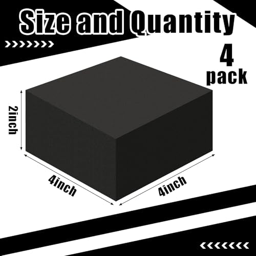 4 Pcs 2" Thick Foam Padding Sheet with Adhesive Backing Closed Cell - color: Black, size: 2 Inch Thick, 4 x 4 Inches