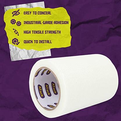 ATack Fiberglass Drywall Repair Tape, 6-Inch by 75-Foot, Heavy-Duty Self-Adhesive Wall Crack and Seam Patch