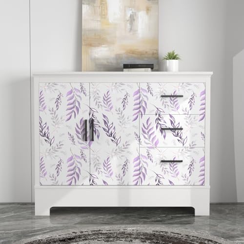 Laatse Light Purple Leaf Floral Wallpaper Peel and Stick 17.5"x393" - color: Purple&White, size: 17.5" x 393"