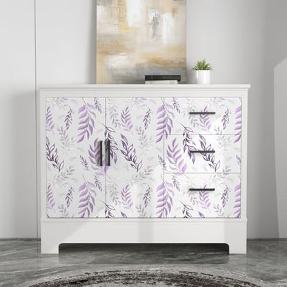 Laatse Light Purple Leaf Floral Wallpaper Peel and Stick 17.5"x393" - color: Purple&White, size: 17.5" x 393"