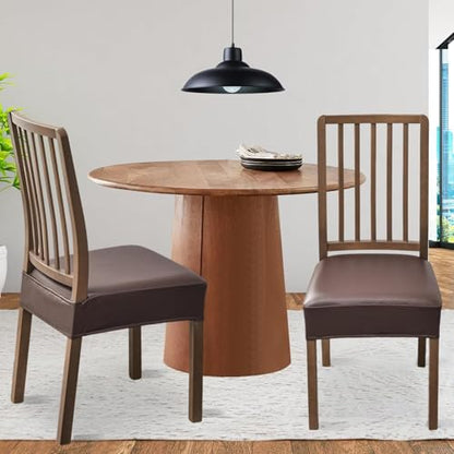 FUANGUI Dining Chair Covers Set of 4, Kitchen Chair Seat Covers - color: Pu-coffce