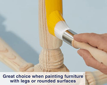 Zibra Round Paint Brush for Curved Surfaces and Ornate Details, 1 in, White, Pro Grade - size: 1 in, style: Round Brush