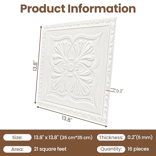 Ceiling Tiles, Ceiling Tiles Peel and Stick Foam, 16 Pcs, Covered 21 Sq.Ft - color: Floral, size: 16pcs