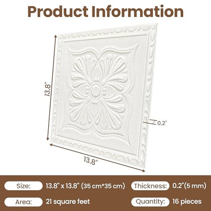 Ceiling Tiles, Ceiling Tiles Peel and Stick Foam, 16 Pcs, Covered 21 Sq.Ft - color: Floral, size: 16pcs