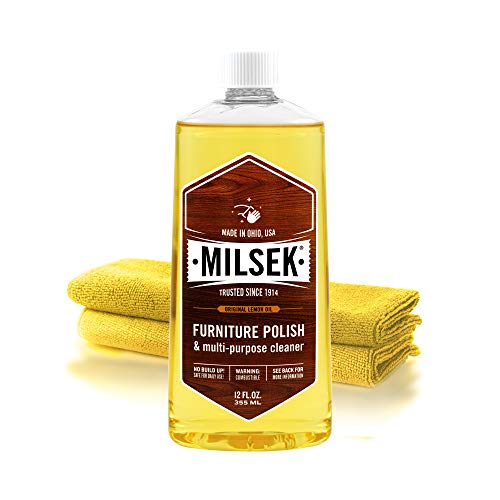 Milsek Furniture Polish, Lemon Oil Furniture Cleaner and Polish Cloth, 12 fl oz - style: 12 Fl Oz (1 Pack w/ Towel)