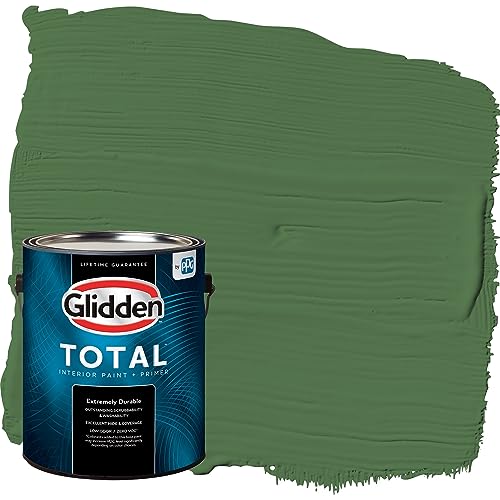 Glidden Total Interior Wall Paint & Primer All-in-One, Clover Leaf/Green, Flat, 1 Gallon - color: Clover Leaf, size: 128 Fl Oz (Pack of 1)