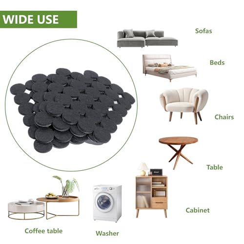 Felt Furniture Pads for Hardwood Floors 96 PCS, 1" Round, Black - size: 96PCS 1 inch Round Black