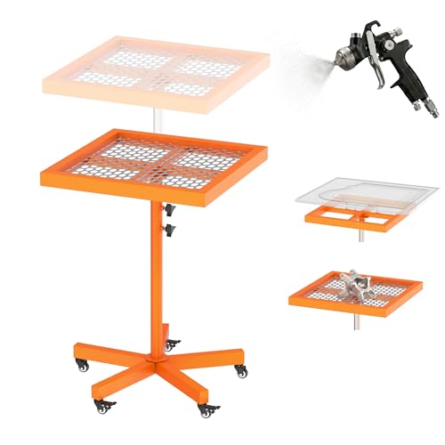 MOOFI 360° Lifting Spray Painting Table/Rotating Spray Paint Rack, 27.8-39.8“ Height Adjustable Stable Paint Rack for Cabinet Paint Stand Door and Car - color: Orange