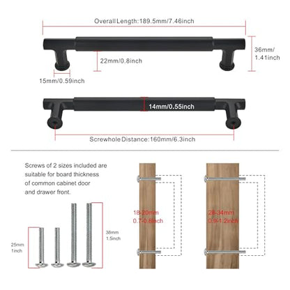 SAILING 10 Pack Cabinet Pulls-6.3 Inch/160mm Kitchen Cabinet Handles Matte Black Cabinet Pulls for Bathroom Dresser Pulls Hardware Cabinet Handles SA10185 - color: Matte Black, size: 6.3"(160mm)Hole Center-10Pcs