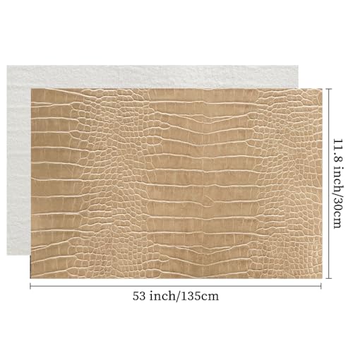 12" x 53" Glossy Embossed Crocodile Texture Faux Leather Roll Synthetic Leather Crafts Fabric for Wallets Keychains Handbags Making Sewing Crafts Material (Tan) - color: Tan