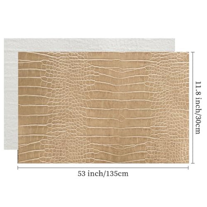 12" x 53" Glossy Embossed Crocodile Texture Faux Leather Roll Synthetic Leather Crafts Fabric for Wallets Keychains Handbags Making Sewing Crafts Material (Tan) - color: Tan