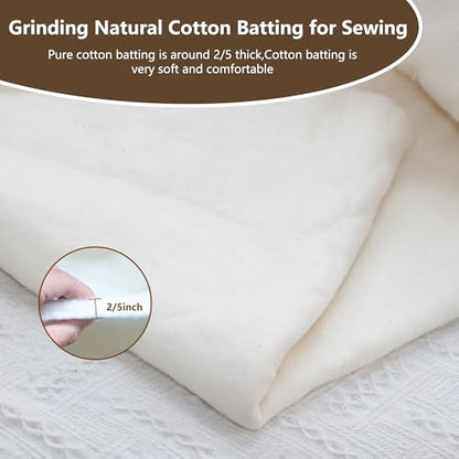 RRKTP Natural Cotton Batting for Quilting,36" x 10 Yards Batting for Quilts, Microwave Safe for Bowl Cozies,Cotton Lightweight Lining for Potholders Quilting, Batting for Sewing Handmade Quilts&DIY - size: 36"- 10 yards