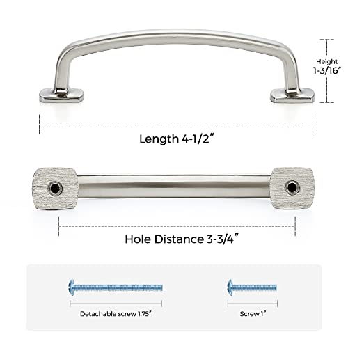 Ravinte Arch Cabinet Pulls 3-3/4in 10 Pack Brushed Nickel Cabinet Handles - color: Brushed Nickel, size: 3-3/4 inch hole center