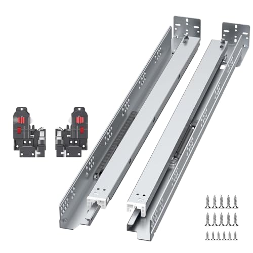 homdiy 6 Pair 15 Inch Bottom Mount Soft Close Drawer Slides, Full Extension Concealed Rails Track with 3D Adjustable Locking Device and Rear Mounting Brackets,100 LB Capacity