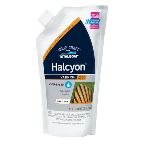 TotalBoat Halcyon Water-Based Marine Varnish for Wood - Clear Satin Quart - color: Clear Satin, size: Quart