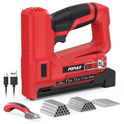 POPULO 4V Cordless 4-in-1 T50 Staple Gun for Upholstery & Crafts