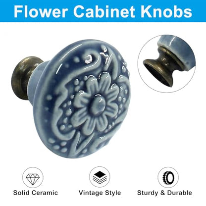 Piutouyar Blue Ceramic Cabinet Knobs, 34mm / 1.3 Inch, 15Pcs - color: Light Blue, size: 15 Pieces