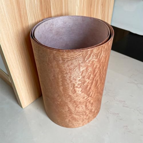 Natural Wood Veneer, Thin Wood Sheets, Refurbished of Furniture/Guitar/Speaker/Automotive Interior, Handmade DIY (Sapele Ripple) - color: Sapele Ripple / 8.5″ x 90″