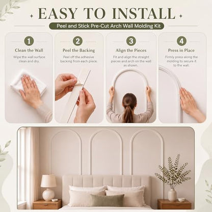 Colingmill 3 Set 32 x 78 Inch Arch Wall Molding Kit Peel Stick Wall Panels - size: 32 x 78 Inch, style: Stylish Style