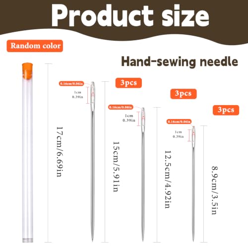 Wonvoc 9 Pcs Long Sewing Needles, 3.5''/4.9''/5.9'' Long Needles - size: 9 PCS