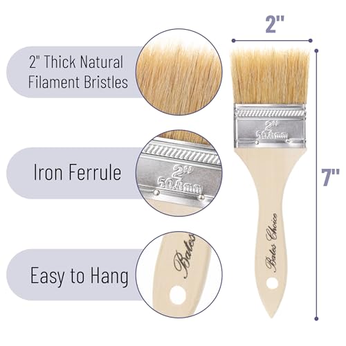 Bates- Chip Paint Brushes, 2 Inch, 48 Pack, Chip Brush, Brushes for Painting, Paint Brushes, Stain Brushes for Wood, Natural Bristle Paint Brush, 2 Inch Paint Brush, Chip Paint Brushes for Paint - size: 2 Inch, 48 Pack