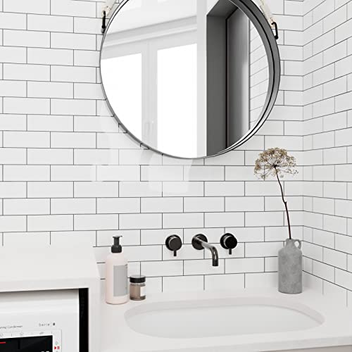 Black White Brick Peel and Stick Wallpaper White Tile Wallpaper Aluminum Subway Tile Contact Paper Roll Removable Waterproof Stick on Kitchen Backsplash School Locker Wall Paper 17.7"x80" - size: 17.7" x 80"