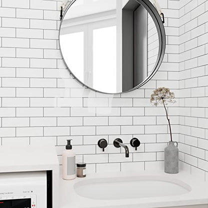 Black White Brick Peel and Stick Wallpaper White Tile Wallpaper Aluminum Subway Tile Contact Paper Roll Removable Waterproof Stick on Kitchen Backsplash School Locker Wall Paper 17.7"x80" - size: 17.7" x 80"