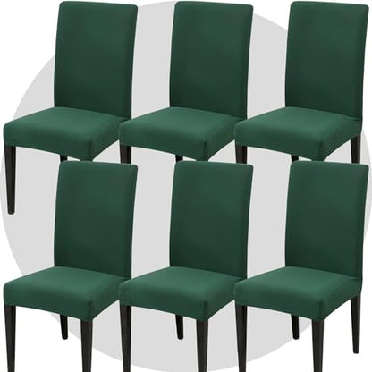 Stretch Chair Covers Slipcovers Set of 6 Dark Green Stretchable Dining Chair Slipcover Washable Removable for Kitchen,Hotel,Restaurant - color: Dark Green, size: 6