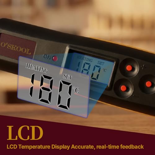 O'SKOOL Edge Banding Iron 100–200°C with Digital Display, Adjustable Heat Sealing Tool for Veneer & Tacking, °C/°F Switchable 110V, VL01