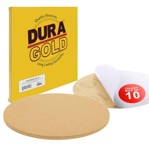 Dura-Gold 8" Gold PSA Sanding Discs, 120 Grit (Box of 10) - Self Adhesive - size: 120-Grit